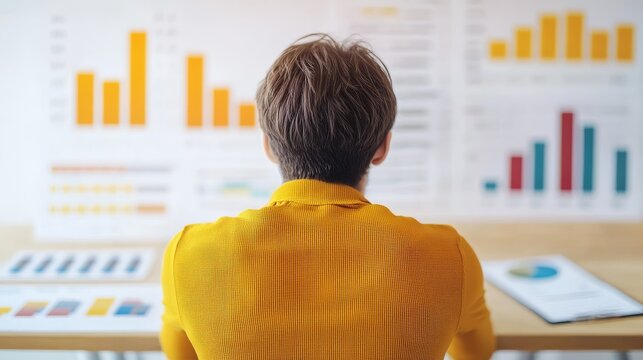 Modern Business Intelligence View of Startup companies analyze churn rate visuals abstract charts