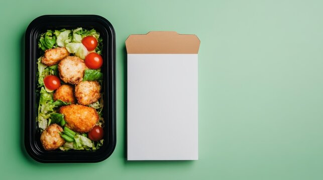 Modern Business Intelligence View of Startup companies analyze food delivery orders with blank pac