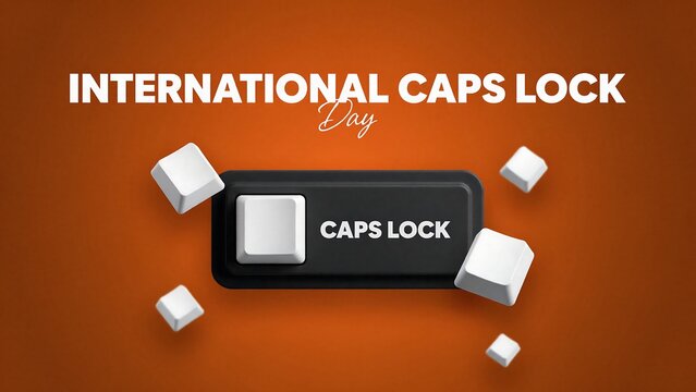 International caps lock day celebration with keyboard key