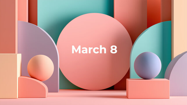 Abstract geometric shapes for Women's Day celebration on March 8  