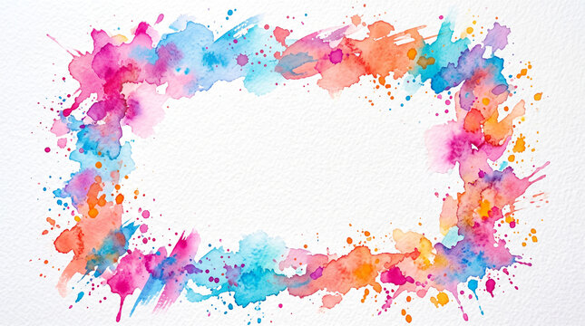 Colorful Watercolor Paint Splatter Frame