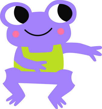 Cute Purple Frog Dancing Wearing Green Top