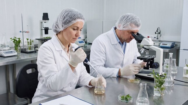 Nutritional Analysis, Food scientists analyze data in a lab to decode flavors and nutrition