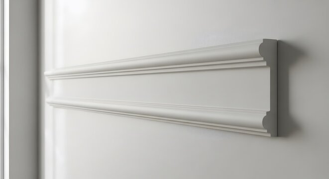 White decorative molding on a plain wall