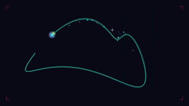 Hand cursor drawing abstract glowing line shape on digital grid mouse cursor screen interface tech design creative interface UI design mouse cursor screen interface tech design creative interface UI