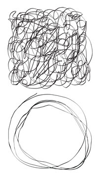 Abstract chaotic lines and circle, element vector set