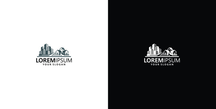 Professional real estate building logo design featuring people icons for community property development and construction services branding