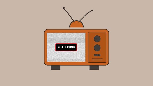Retro Television With Not Found Screen Seamless Loop Animation