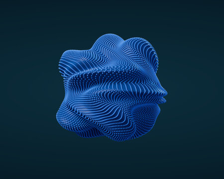 Blue beaded sphere abstract 3D render
