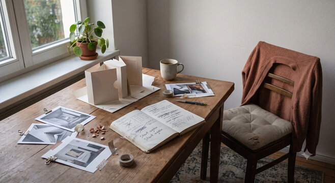 Creative Project Paused at the Dining Table Studio
