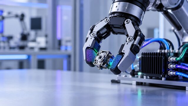 Robotic Gripper Handling Precision Component with Tactile Sensor Pads