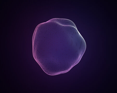 Pink purple particle sphere abstract 3D render