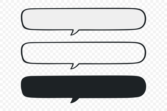 Blank Speech Bubble Set, Vector Illustration. Empty Chat and Message Bubbles in Black and White. Rounded Conversation Boxes for Text, Dialogue, Comment, Messaging, Communication