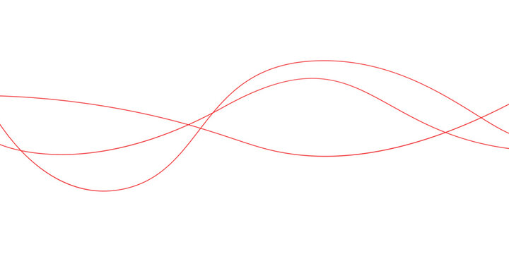Red Three Stroke Wavy Line Divider with Smooth Abstract Curves Vector EPS 10
