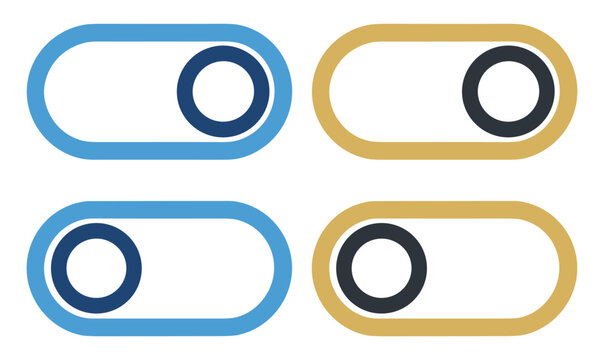 toggle switch interface settings control icon set on transparent background