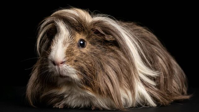 peruvian guinea pig close up isolated on black background video