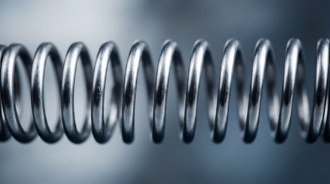 Metallic coil spring under tension symbolizing mental resilience, psychological stress, pressure, emotional flexibility, and bouncing back from burnout.