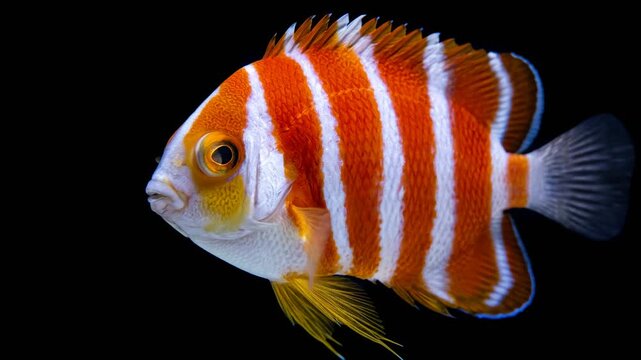 peppermint angelfish close up isolated on black background video