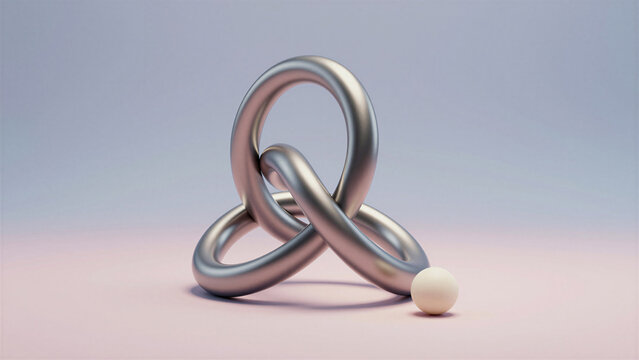 Interlocking Metallic Rings on Powder Blue Backdrop