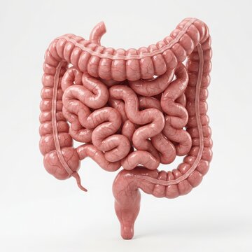 Detailed 3D Illustration of Human Intestines and Digestive System Anatomy Isolated on White Background for Medical Education