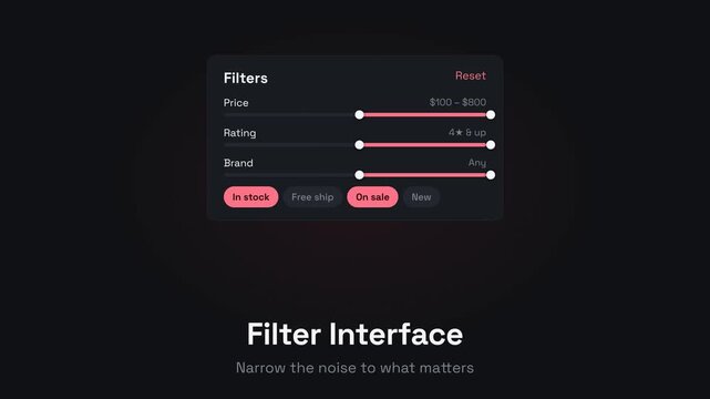 Filter Interface Concept Animation &mdash; Seamless Loop Motion Background