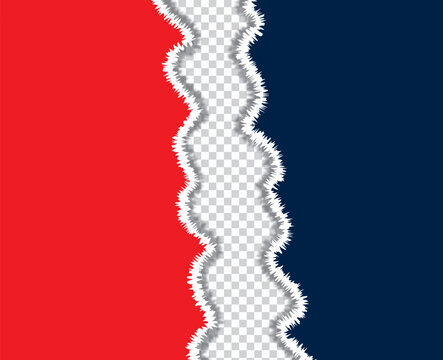 Abstract digital background featuring a vibrant red and dark blue tron paper style torn edge
