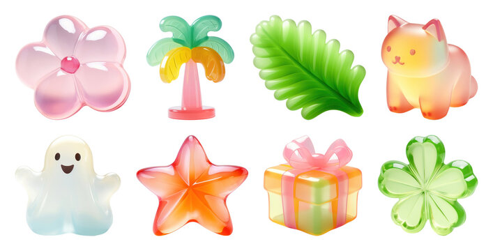 PNG Colorful cute glossy icons on transparent background