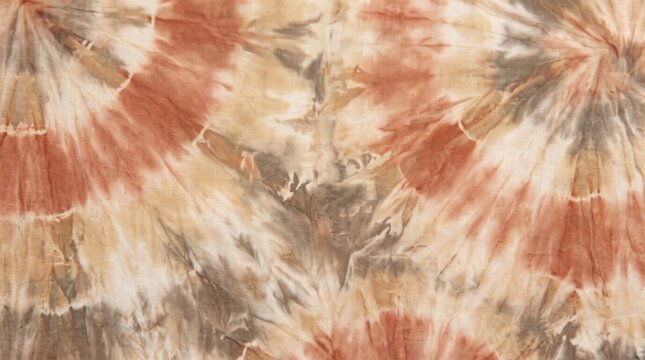 Brown, beige and grey tie-dye fabric texture background pattern  