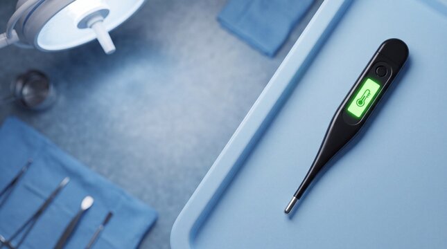 Digital thermometer representing medical healthcare innovation, 3d...