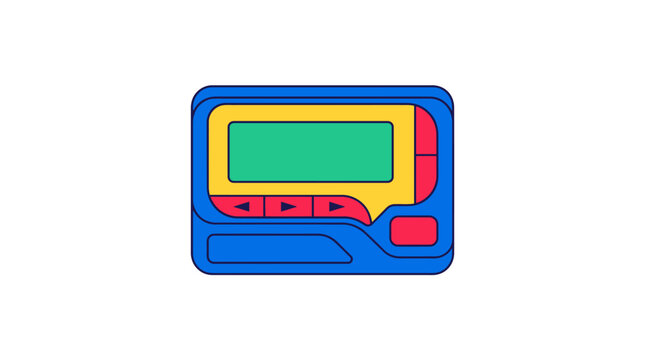 Retro Beeper, A minimalist flat vector illustration of a vintage electronic pager