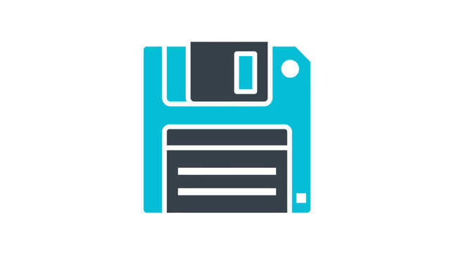Digital Save Symbol, A minimalist flat vector icon of a classic floppy disk for data storage