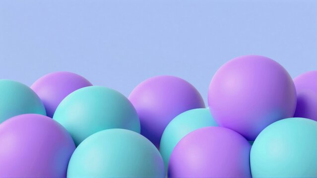 group spherical objects arranged pyramid like formation objects different colors pink blue light blue background gradient light blue light purple creating gradient effect sphere center pyramid bright