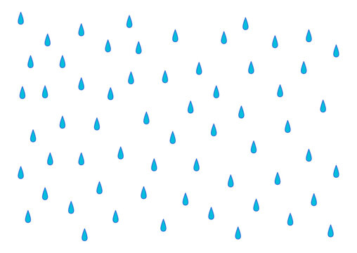 Blue raindrops with navy outline, water drops, rain, rainstorm illustration, texture on transparent background. Kids print design element, rainy season, wet weather clip art. Vector backdrop