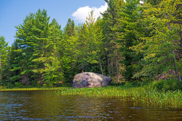 Massive Erratic Boulder in a North Woods Lake © wildnerdpix
