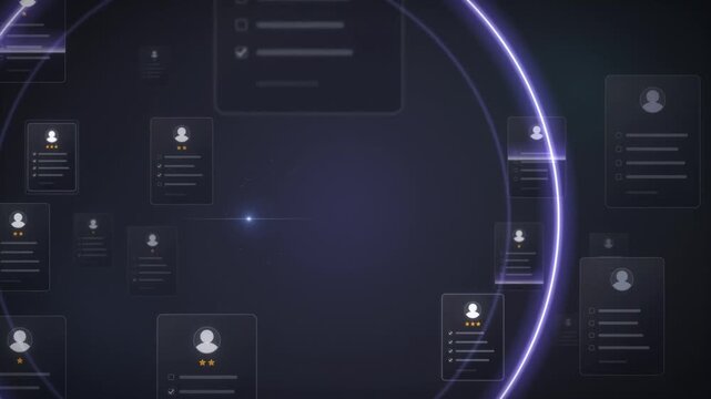 AI candidate matching scan finds the best fit among dark profile cards and shows a 96 percent match