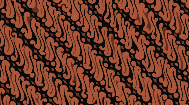Traditional brown and black batik parang pattern.