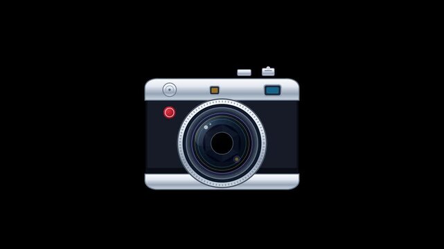 Retro silver film camera icons on transparent background
