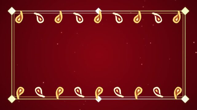 Diwali Gold Paisley Frame Title Background on Red Loop