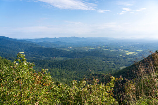 Lovers Leap Overlook With a Forested Valley and Farmland in Patrick County Virginia