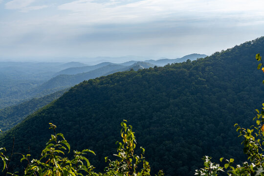 A Forested Mountain Ridge on a Hazy Day in Meadow of Dan Virginia