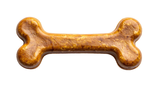 Dog bone treat shaped snack for pets made with healthy organic ingredients showing detailed brown texture&nbsp;