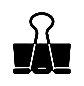 Black binder clip icon isolated on transparent background