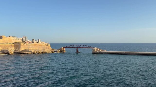 29 April 2026 Republic of Malta, Valletta Cruise Port, Saint Elmo bridge and Abercrombie's Bastion - cruise ship passing sightseeing location historic fort walls