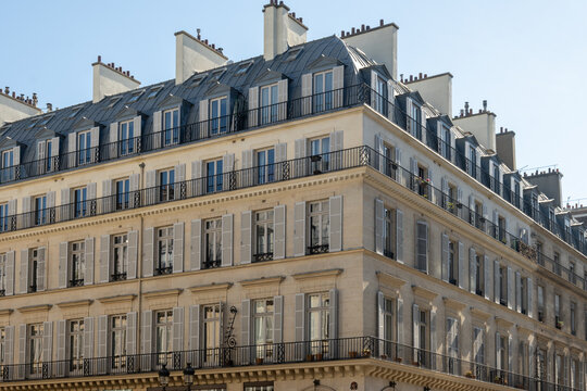 Architecture of Paris, Parisian neoclassical architecture facades, sculptural ornament and wrought-iron detailing, city's varied historical building types and styles