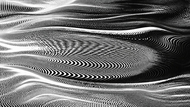 Moir&eacute; Ripple Chamber with Dense Silver Waves and Dark Fluid Contours