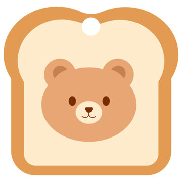 Cute Kawaii Teddy Bear Slice of Bread Gift Tag Vector Illustration Isolated on White Background