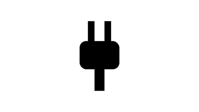 Power plug icon, black solid symbol on white background