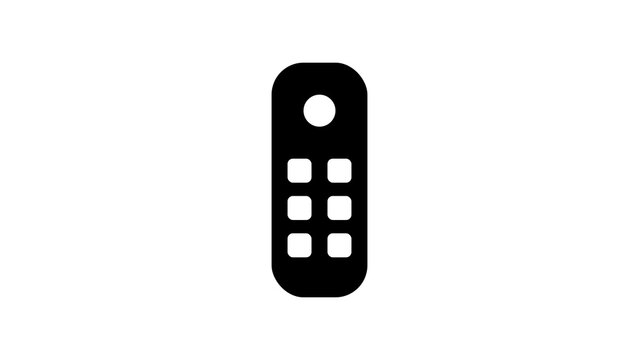 Remote control icon, black solid symbol on white background