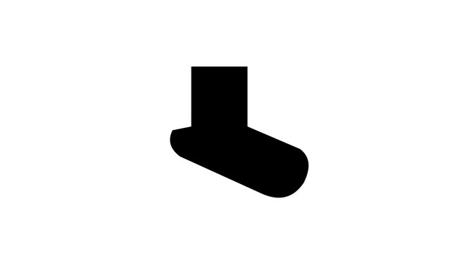 Sock icon, black solid symbol on white background