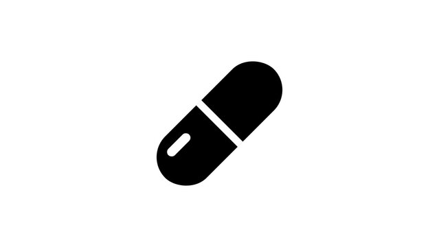 Medicine capsule icon, black solid symbol on white background